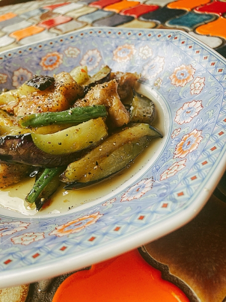 豚バラ肉と茄子の黒胡椒炒め